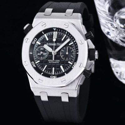 Audemars Piguet AP Royal Oak Silver Steel Black Dial diameter 42mm Replica Watch